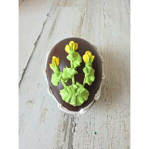 Vintage chocolate egg Easter spring flower figurine trinket decor statue‎